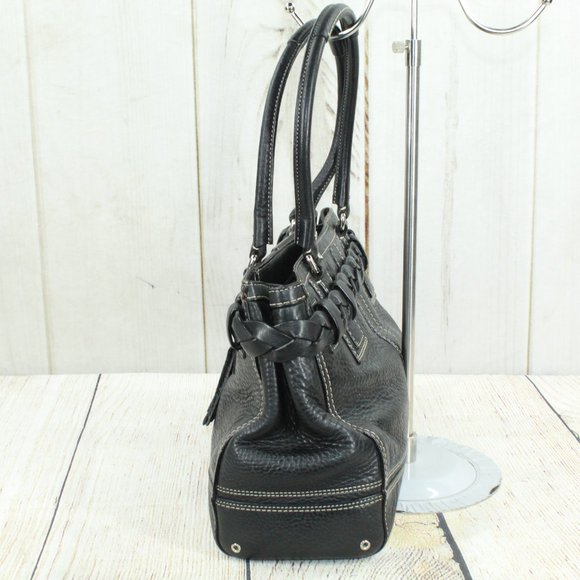 Coach Hamptons Black Pebbled Leather Braided Belt Purse Shoulder Handbag - Picture 5 of 12